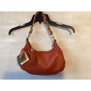 great american leatherworks purse orange/rust w/tassel zipper
